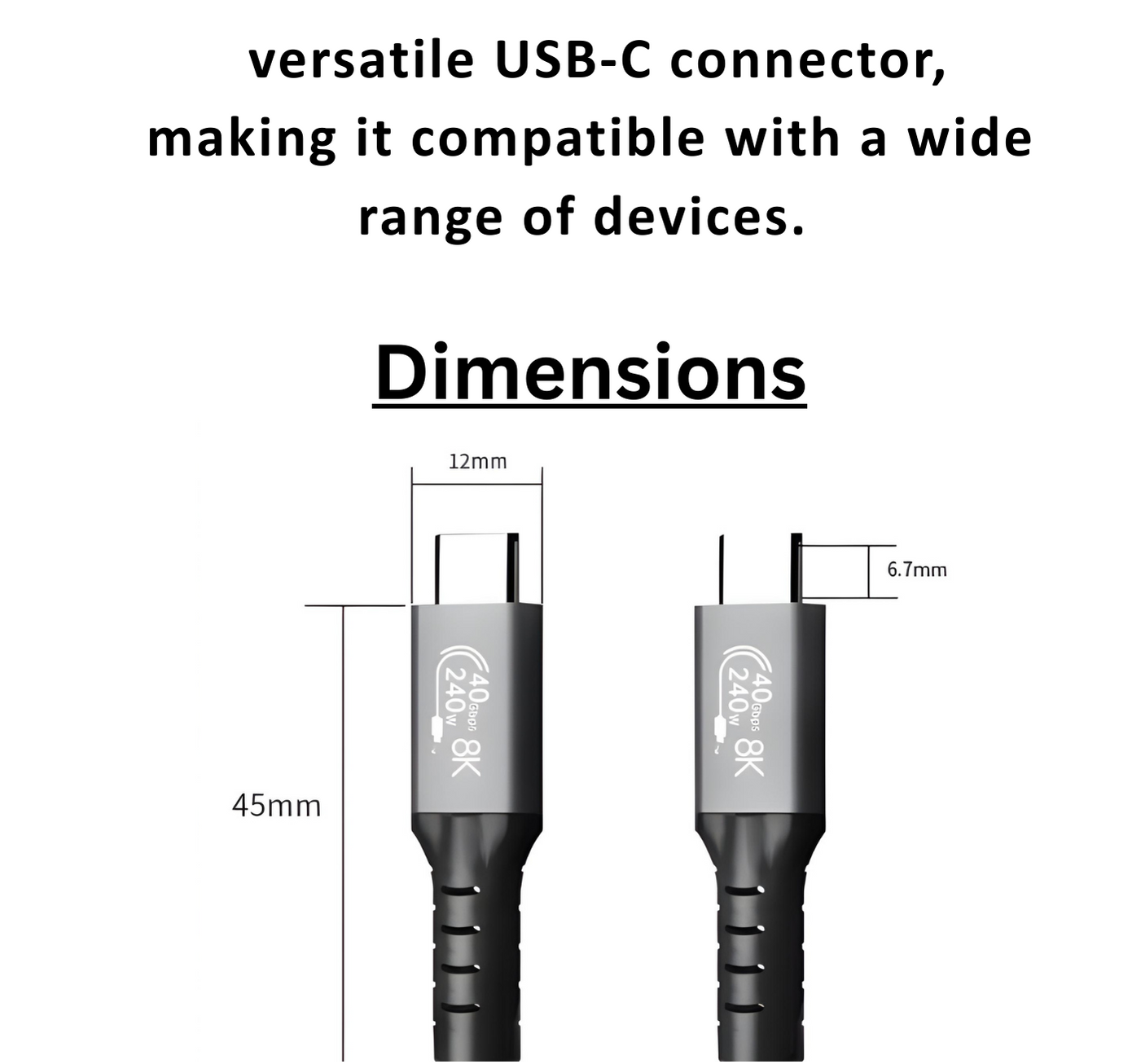 USB-C to USB-C Thunderbolt 4 240W Cable (1 Mtr)