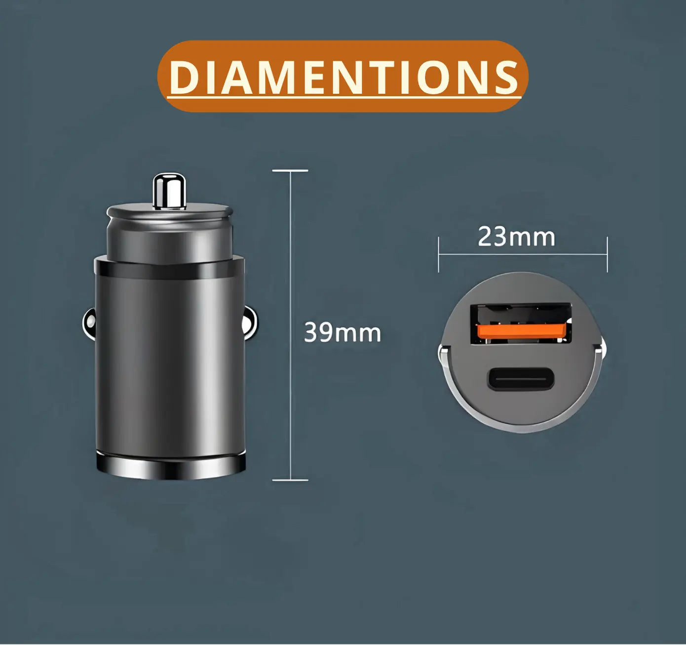 100W PD & QC 3.0 Dual-Port Fast Car Charger | USB-C & USB-A Metal Adapter with Easy Pull Ring | Quick Charge Turbo Cables