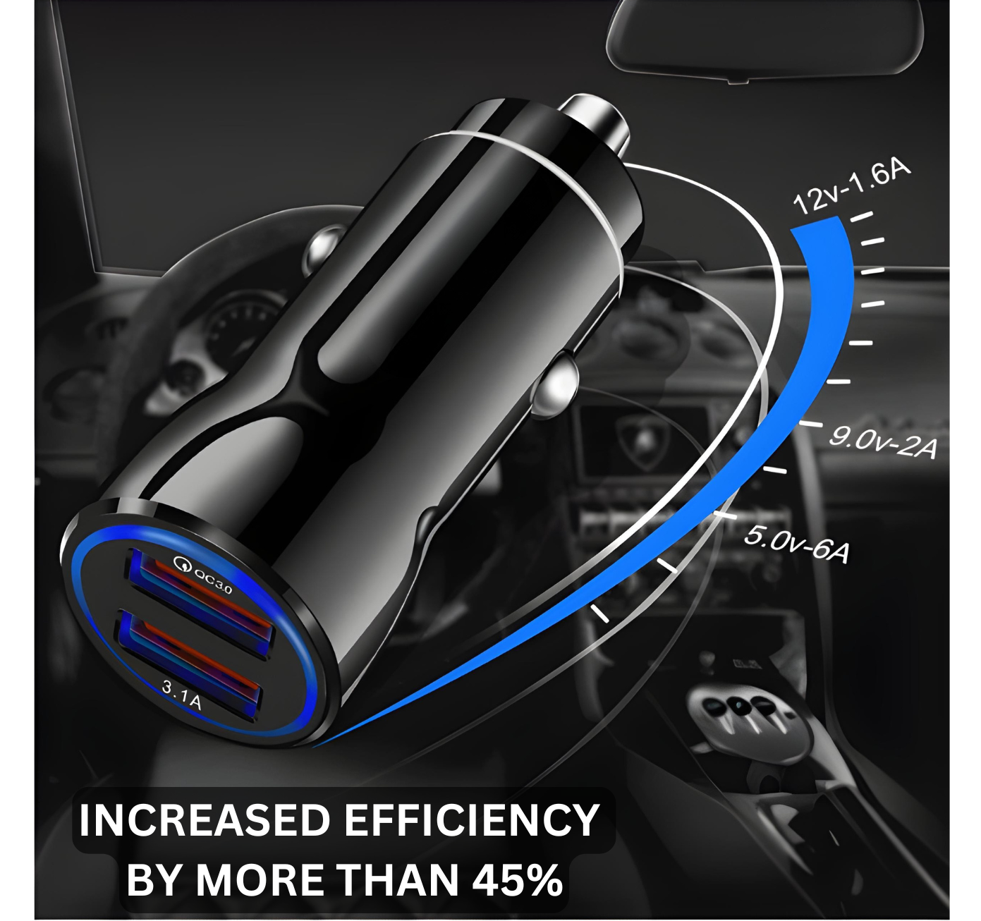 Dual USB Car Charger | 12V Sleek Fit Adapter with 3.1A Fast Charge