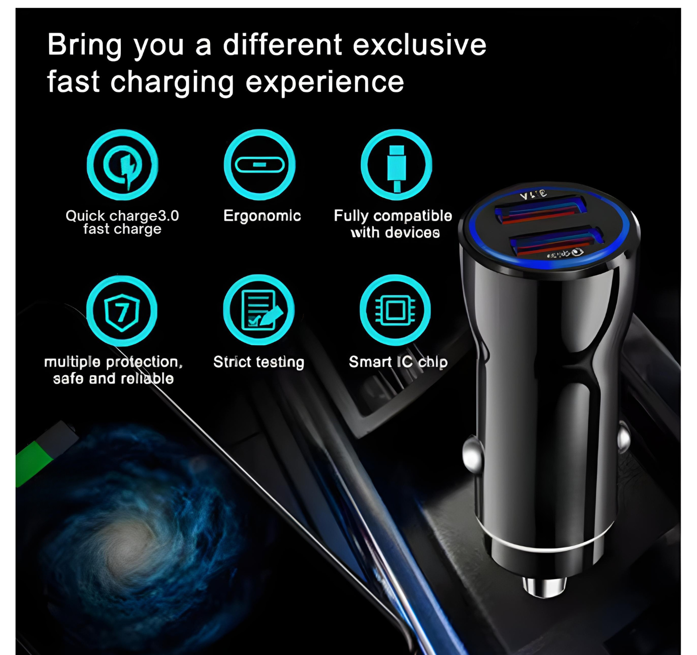 Dual USB Car Charger | 12V Sleek Fit Adapter with 3.1A Fast Charge