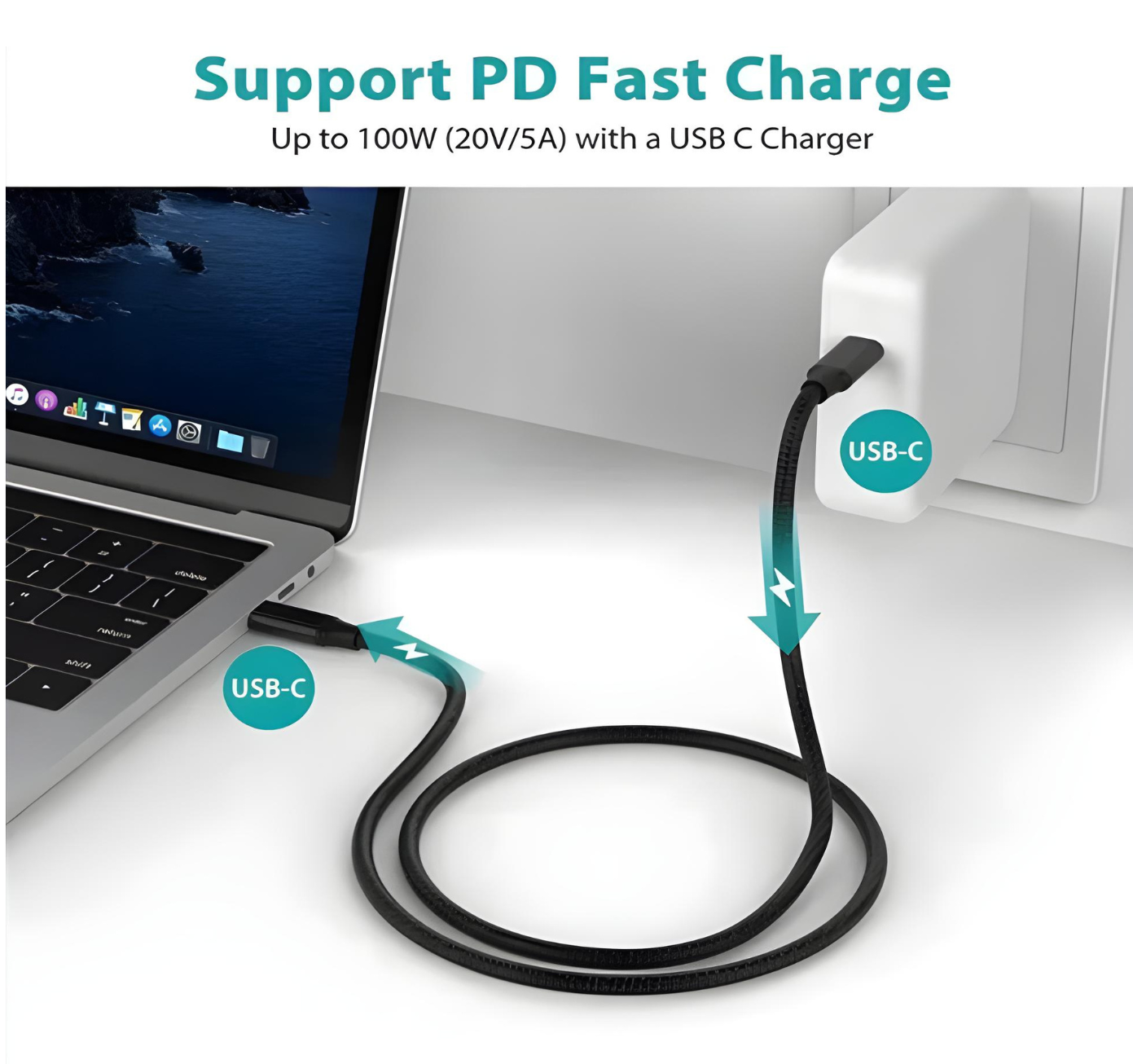 USB C To USB C Braided Cable - 1 Metre (60W)