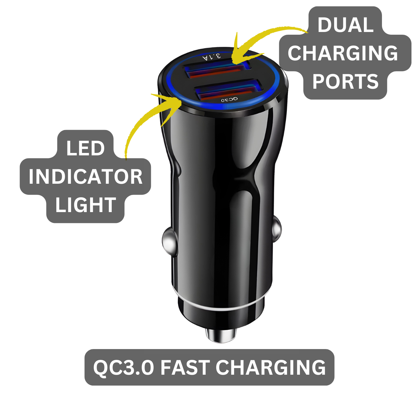 Dual USB Car Charger | 12V Sleek Fit Adapter with 3.1A Fast Charge