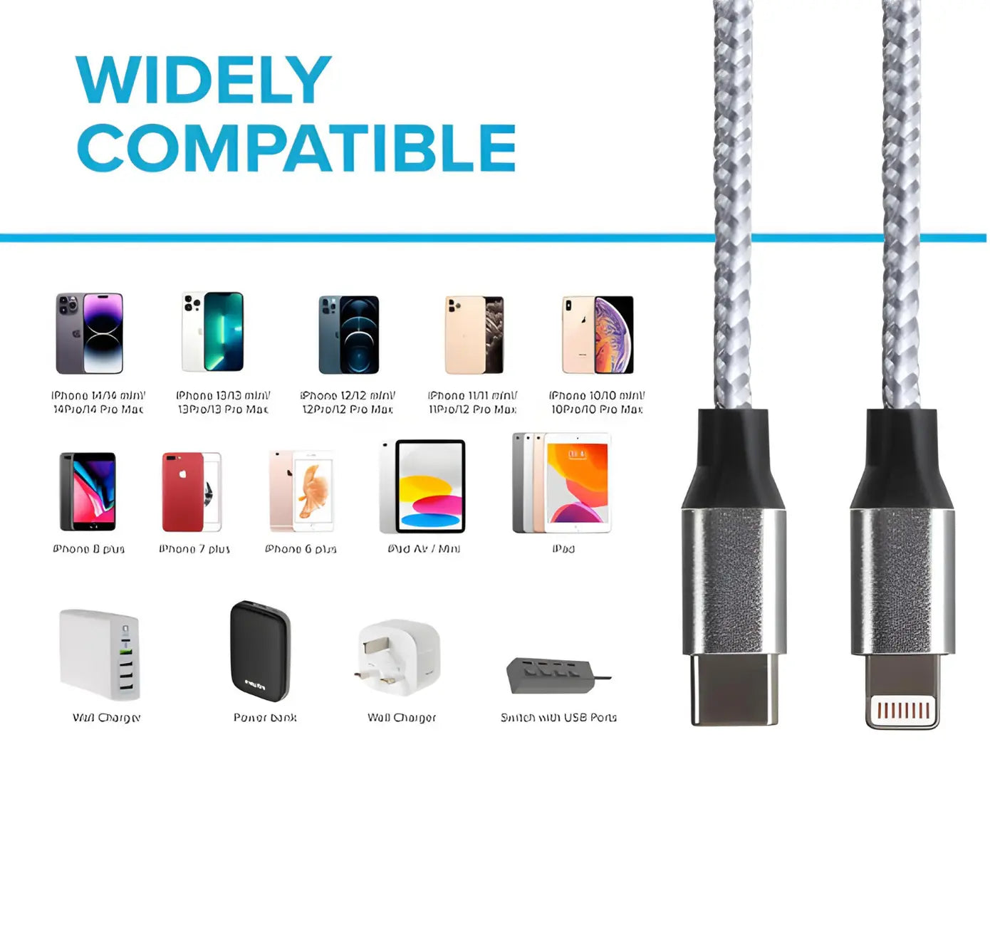 Lightning To USB C Cable - 2 Metre (30W) Turbo Cables