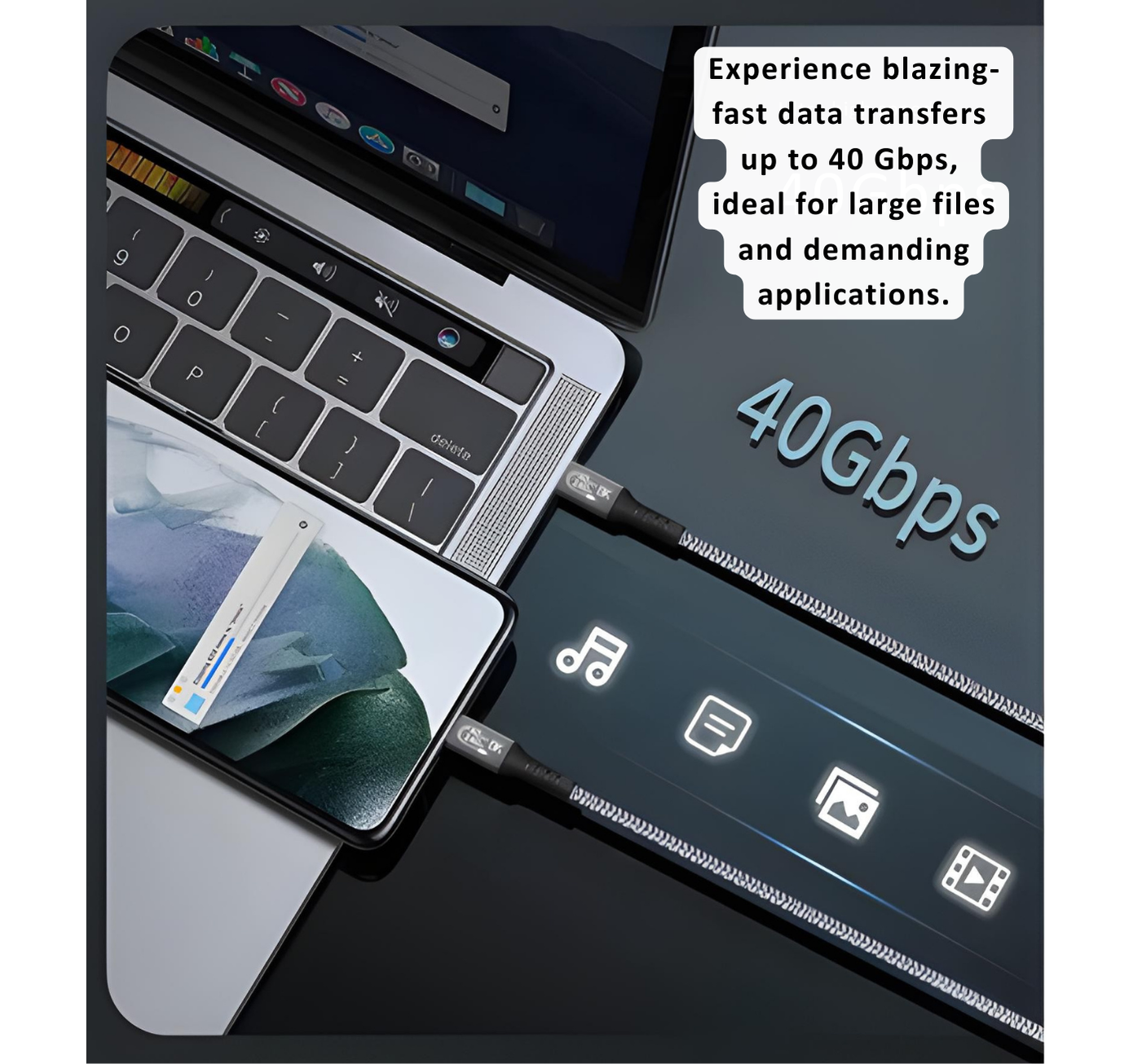 USB-C to USB-C Thunderbolt 4 240W Cable (1 Mtr)