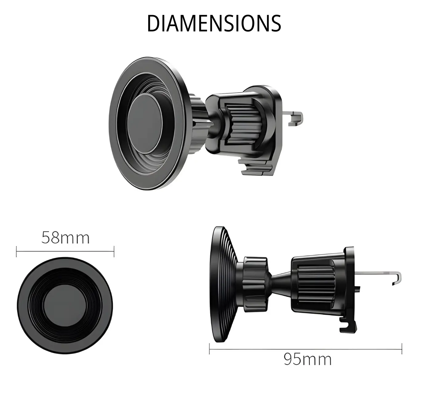 MagSafe Car Phone Holder | Heavy-Duty Vent Mount with Secure Suction Turbo Cables