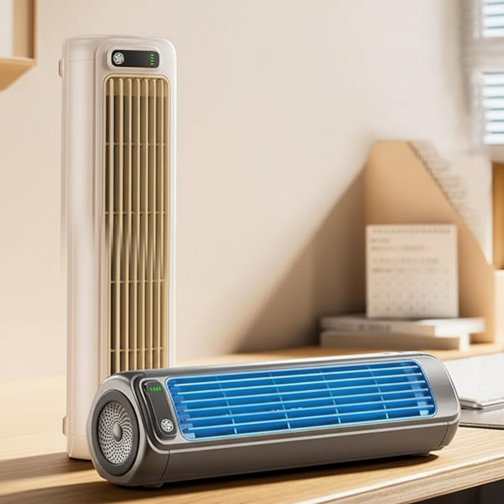 Turbo Cables – Compact Bladeless Portable Air Conditioner with Evaporative Cooling | Quiet Personal Fan for Home and Travel