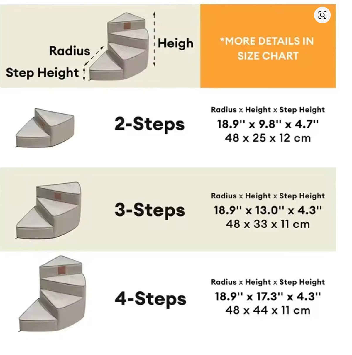 Turbo Cables – Comfort Steps | Orthopedic Dog Stairs for Bed with Non-Slip Foam Design | Space-Saving Solution for Pet Mobility
