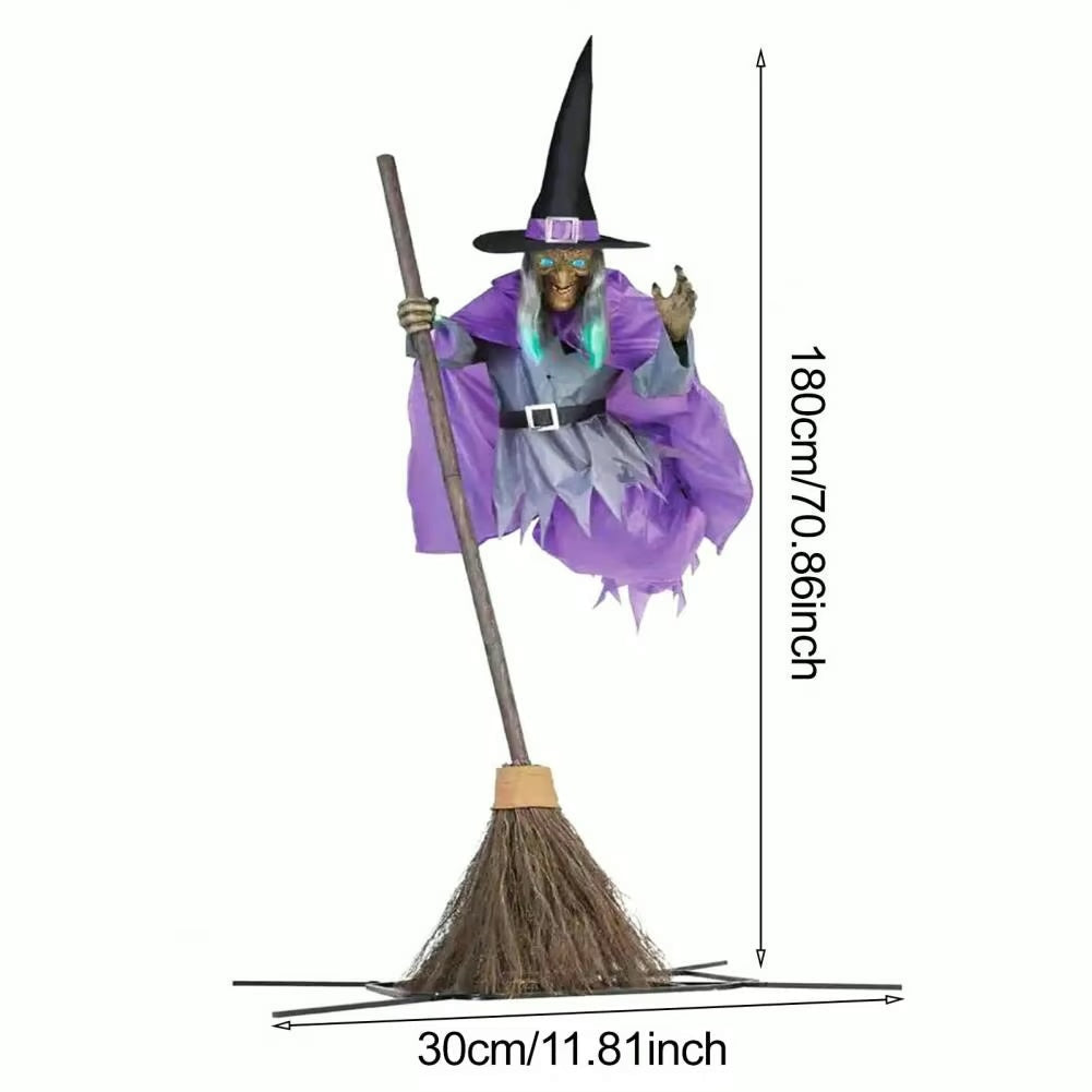 Turbo Cables – Eerie Halloween Decoration | 6-Foot Flying Witch with Realistic Floating Effect | Easy Outdoor Setup for Spooky Ambiance