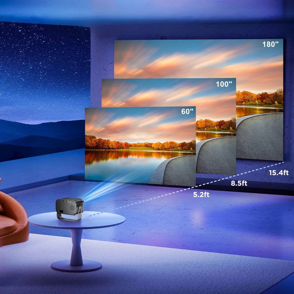 Turbo Cables – Home Entertainment Mini Projector | 4K Bluetooth & WiFi Streaming | Portable Design for Movies and Gaming