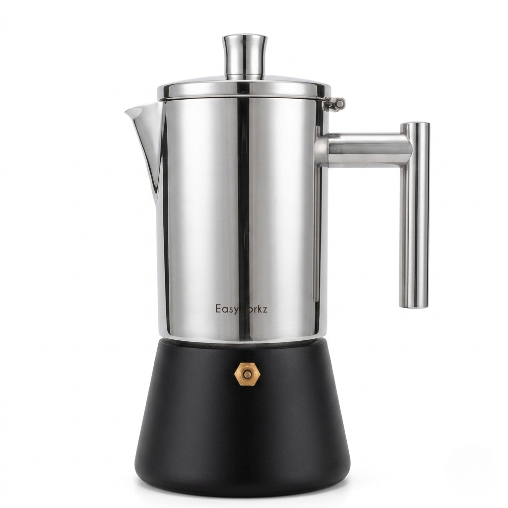 Turbo Cables – Italian Moka Pot | Premium Stainless Steel Espresso Maker with Heat-Resistant Handle | Versatile Brewing for Authentic Flavor