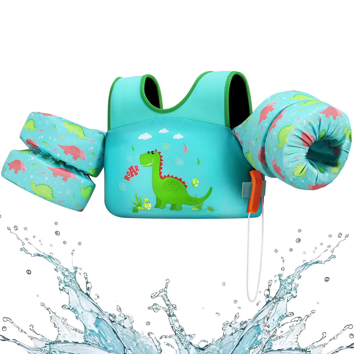 Turbo Cables – Kids Foam Life Vest with Arm Floats & Safety Whistle | Secure Support for Swimming & Kayaking
