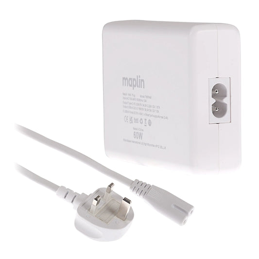 Maplin 5 Port (1x USB-C PD / 4x USB-A 3.0 QC) 20W High Speed USB Charger with 1.6m Cable Maplin