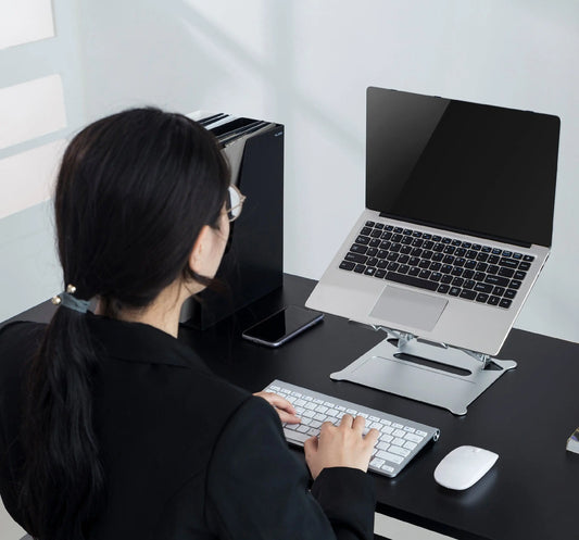 ProperAV Aluminium Construction Fully Adjustable Laptop or Tablet Stand - Silver Maplin