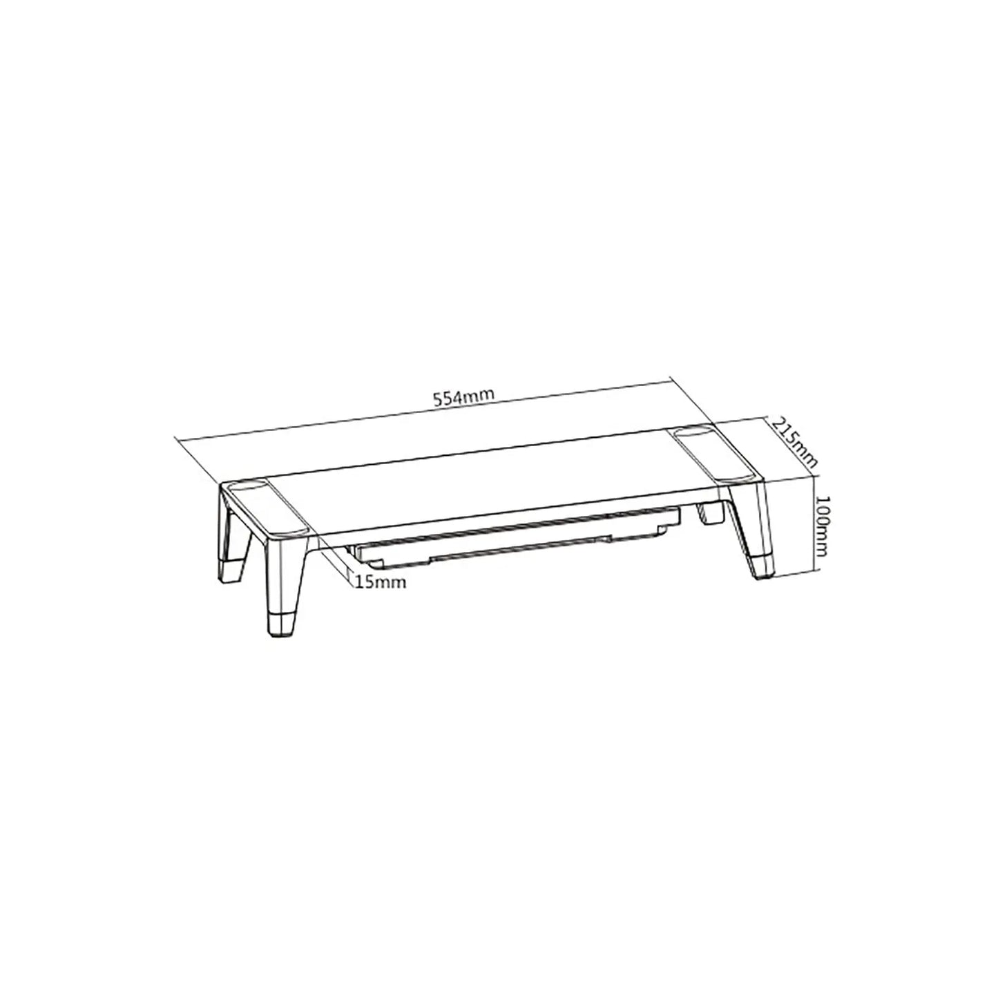 ProperAV Monitor Riser Stand with Height Adjustable with Drawer - Wood Effect Maplin