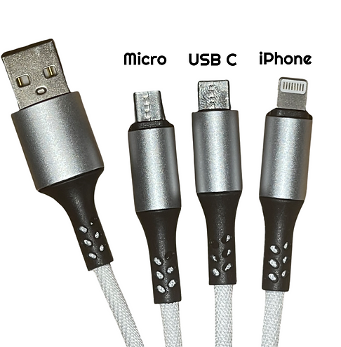 3-IN-1 Multi-Head USB Charging Cable-Keyring.