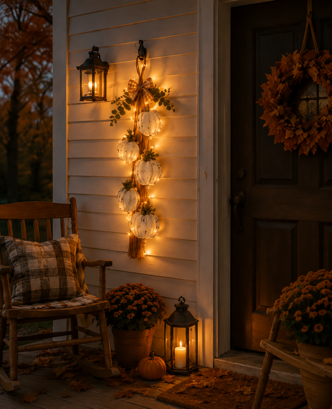Turbo Cables – Rustic White Pumpkin Hanging Swag