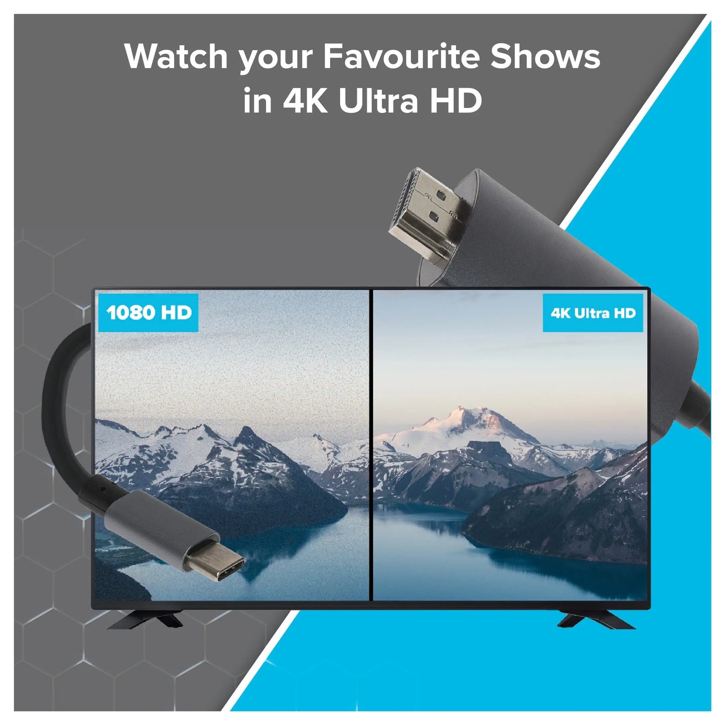 Maplin USB-C to HDMI Cable (Supports 4K Ultra HD @ 60Hz) - Black, 5m Maplin