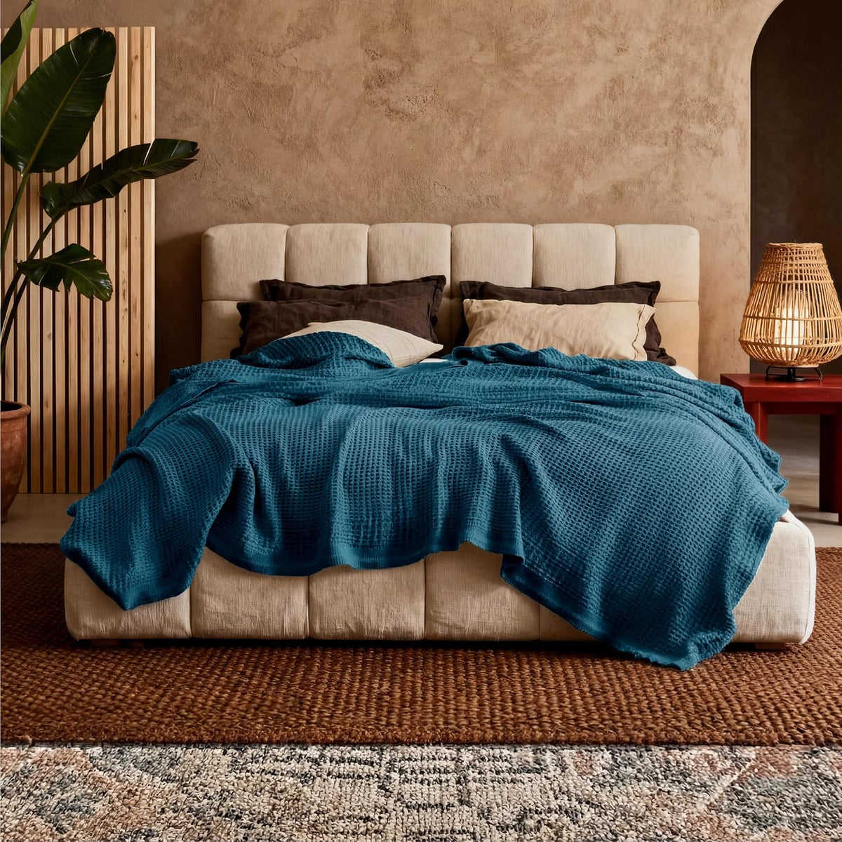Turbo Cables – 100% Cotton Queen Blanket with Cooling Waffle Weave | Soft & Breathable for Summer Comfort