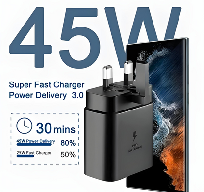 Compact Power Adaptor USB C - 45w Fast Charging (240v)