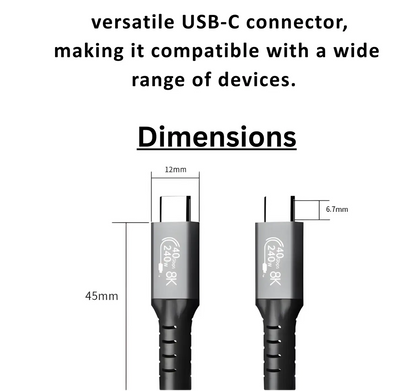 USB-C to USB-C Thunderbolt 4 240W Cable (1 Mtr) Turbo Cables