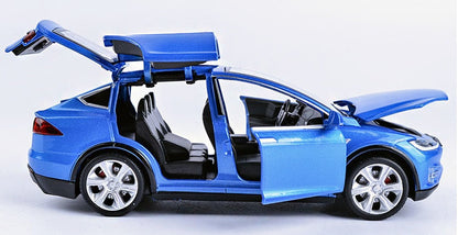 Turbo Cables – Tesla Model X Pull Back Car Model with Sound and Light Features | 1:32 Scale Toy for 3-6 Year Olds