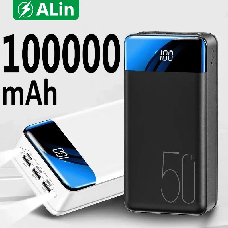 Turbo 100000mAh Power Bank – Ultra Fast Charging External Battery for Phones, Tablets & Laptops
