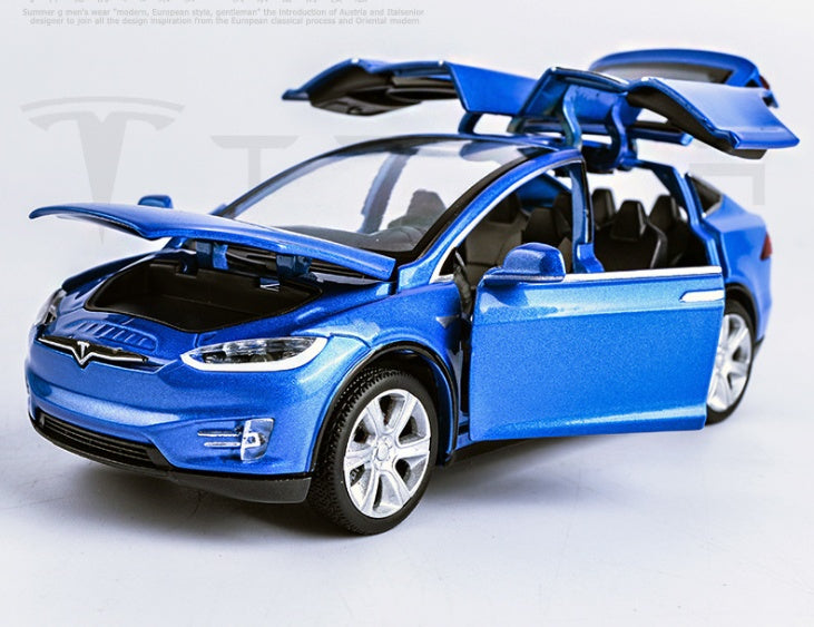 Turbo Cables – Tesla Model X Pull Back Car Model with Sound and Light Features | 1:32 Scale Toy for 3-6 Year Olds