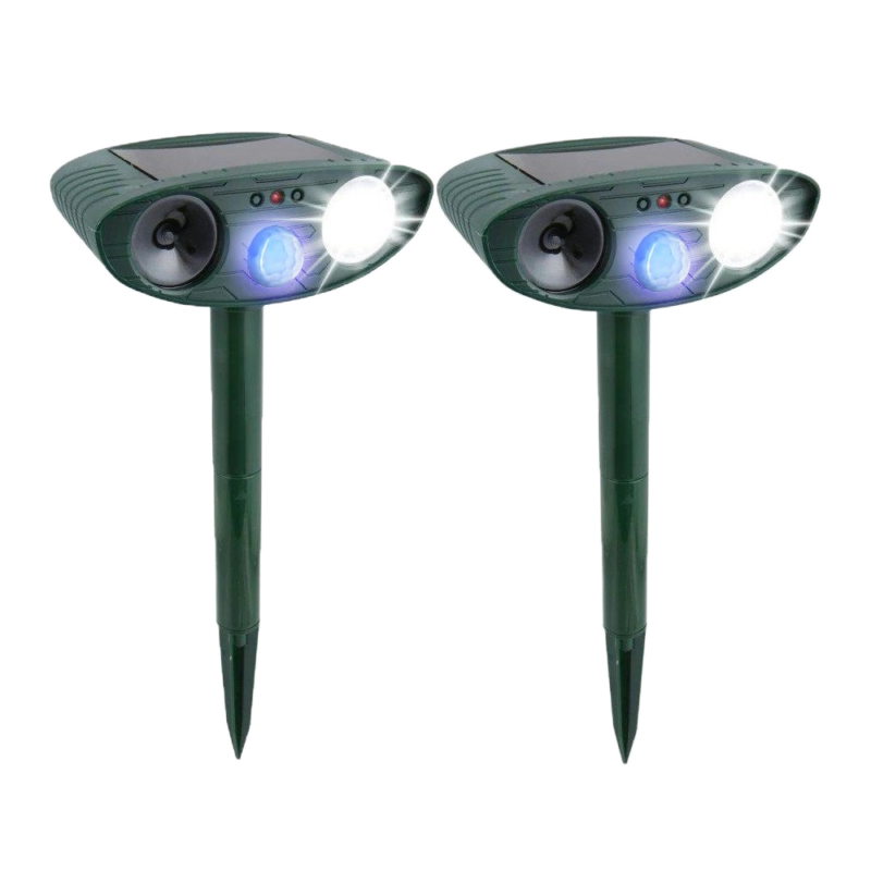 Solar Powered Ultrasonic Rabbit Repeller – Humane Garden Protection with Flashing Light Turbo Cables