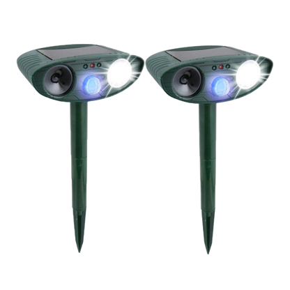 Solar Powered Ultrasonic Rabbit Repeller – Humane Garden Protection with Flashing Light Turbo Cables
