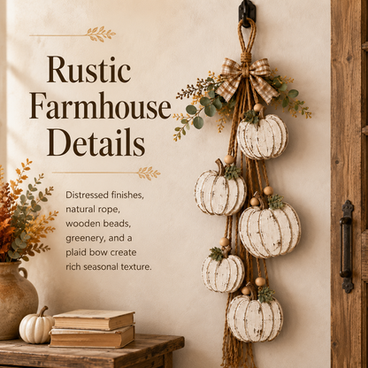Turbo Cables – Rustic White Pumpkin Hanging Swag