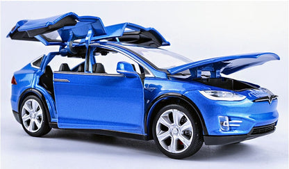 Turbo Cables – Tesla Model X Pull Back Car Model with Sound and Light Features | 1:32 Scale Toy for 3-6 Year Olds