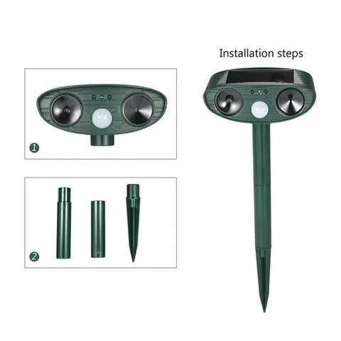 Ultrasonic Solar Deer Repeller – Motion Sensor Animal Deterrent for Garden & Yard Turbo Cables