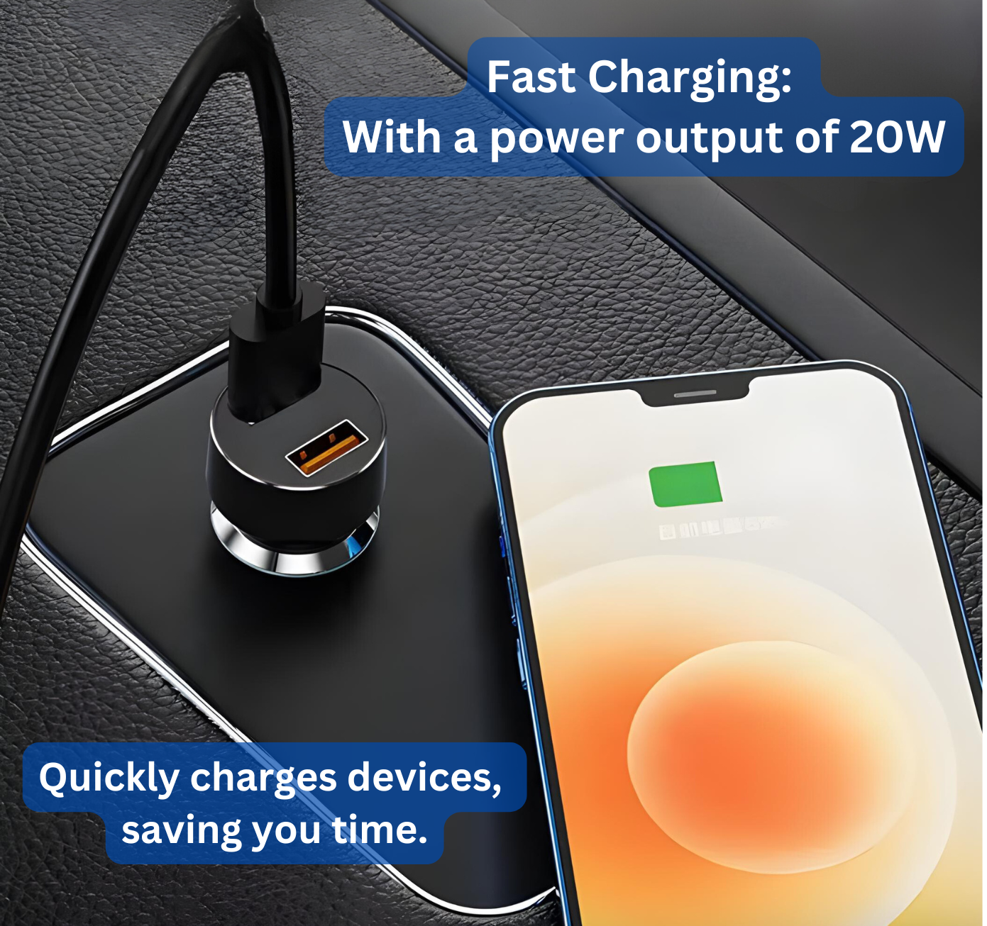 Car Charger 20W with USB-C & USB-A Ports for Fast Charging