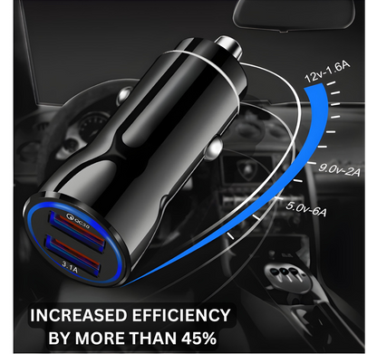 Dual USB Car Charger | 12V Sleek Fit Adapter with 3.1A Fast Charge
