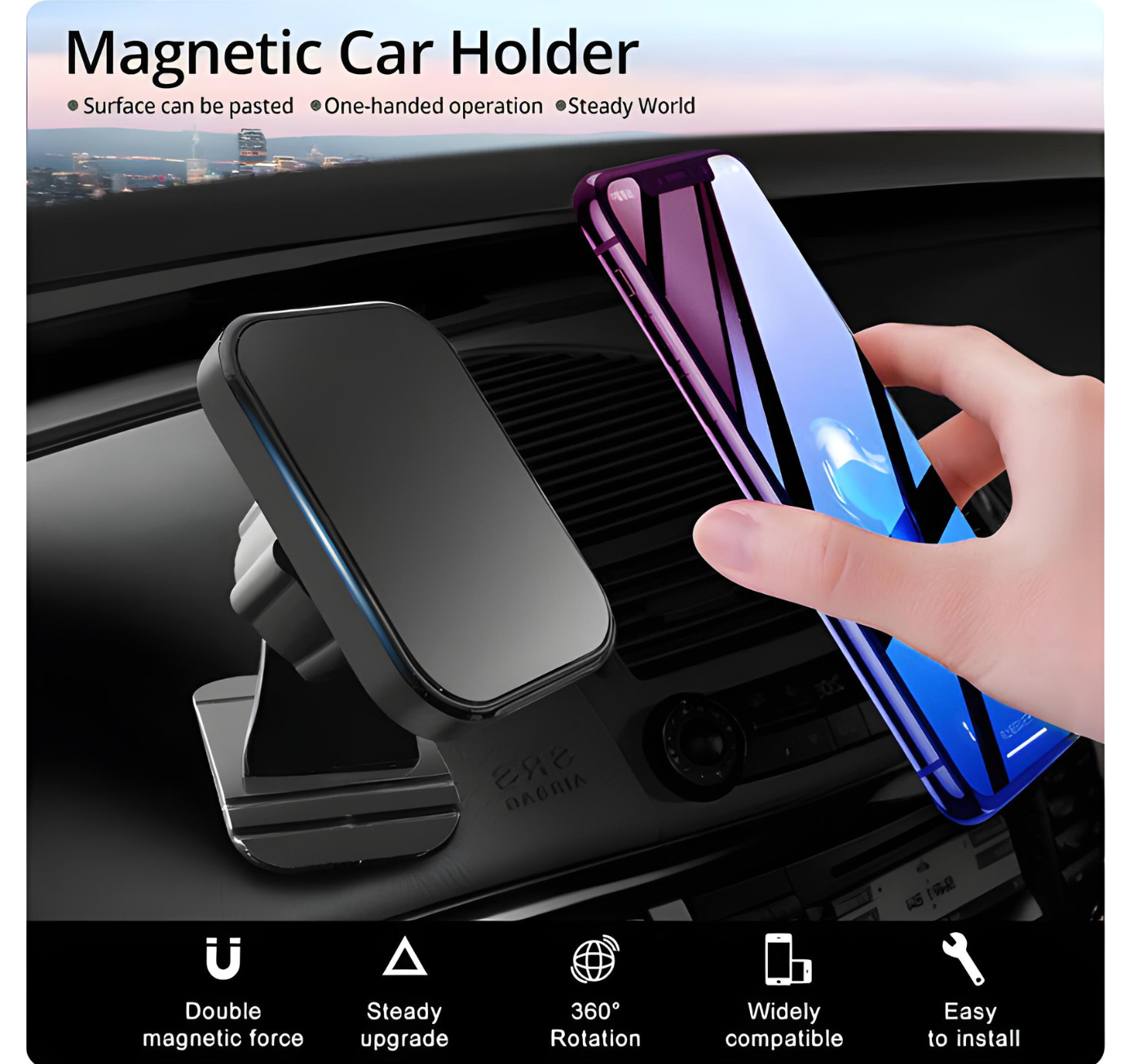 Magnetic Stick-On Car Mount for Dashboards