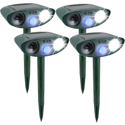 Solar Powered Ultrasonic Rabbit Repeller – Humane Garden Protection with Flashing Light Turbo Cables