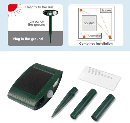 Ultrasonic Solar Deer Repeller – Motion Sensor Animal Deterrent for Garden & Yard Turbo Cables