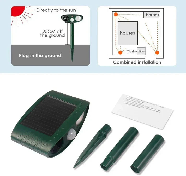 Ultrasonic Solar Deer Repeller – Motion Sensor Animal Deterrent for Garden & Yard Turbo Cables