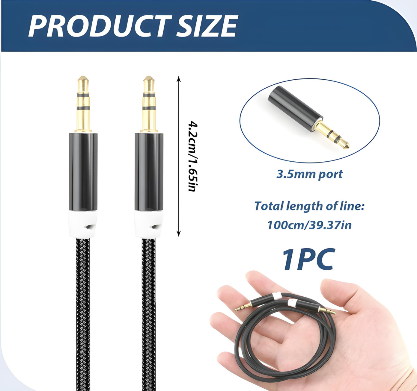 3.5 mm To 3.5mm Audio Cable (Aux) - 1 Metre