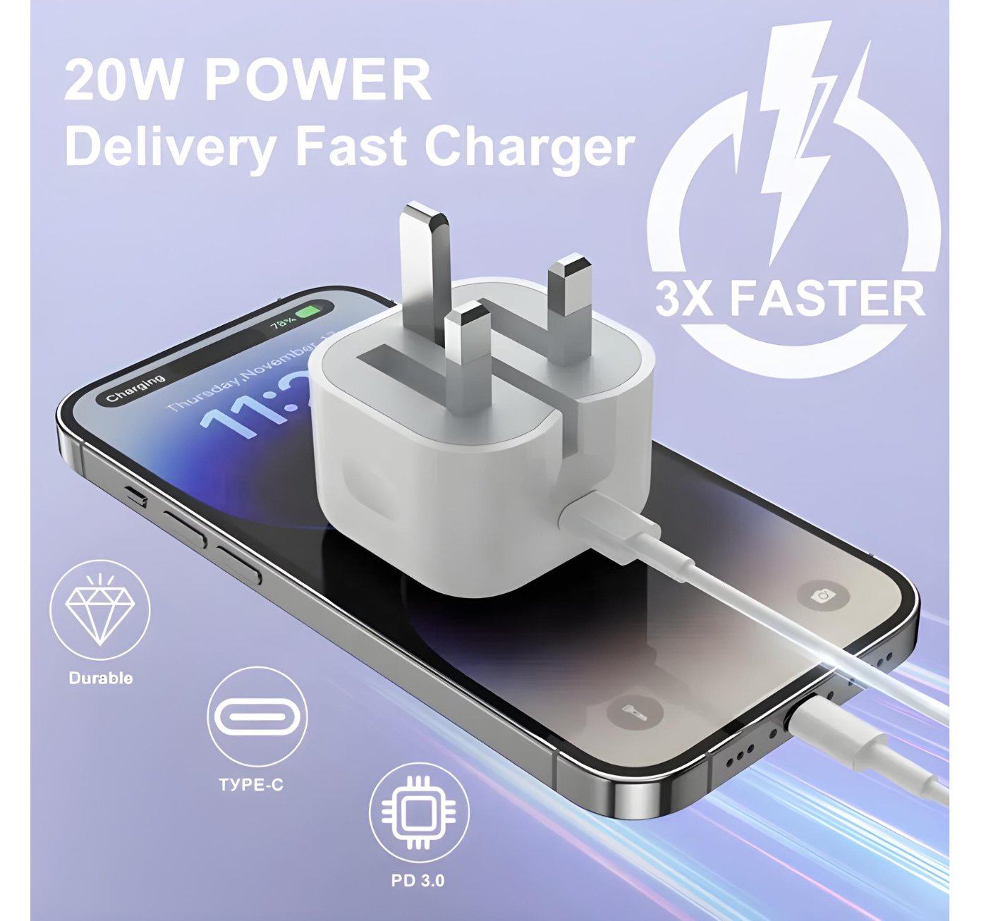 Compact Power Adaptor USB C - 20w (240v)