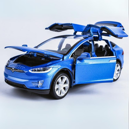 Turbo Cables – Tesla Model X Pull Back Car Model with Sound and Light Features | 1:32 Scale Toy for 3-6 Year Olds