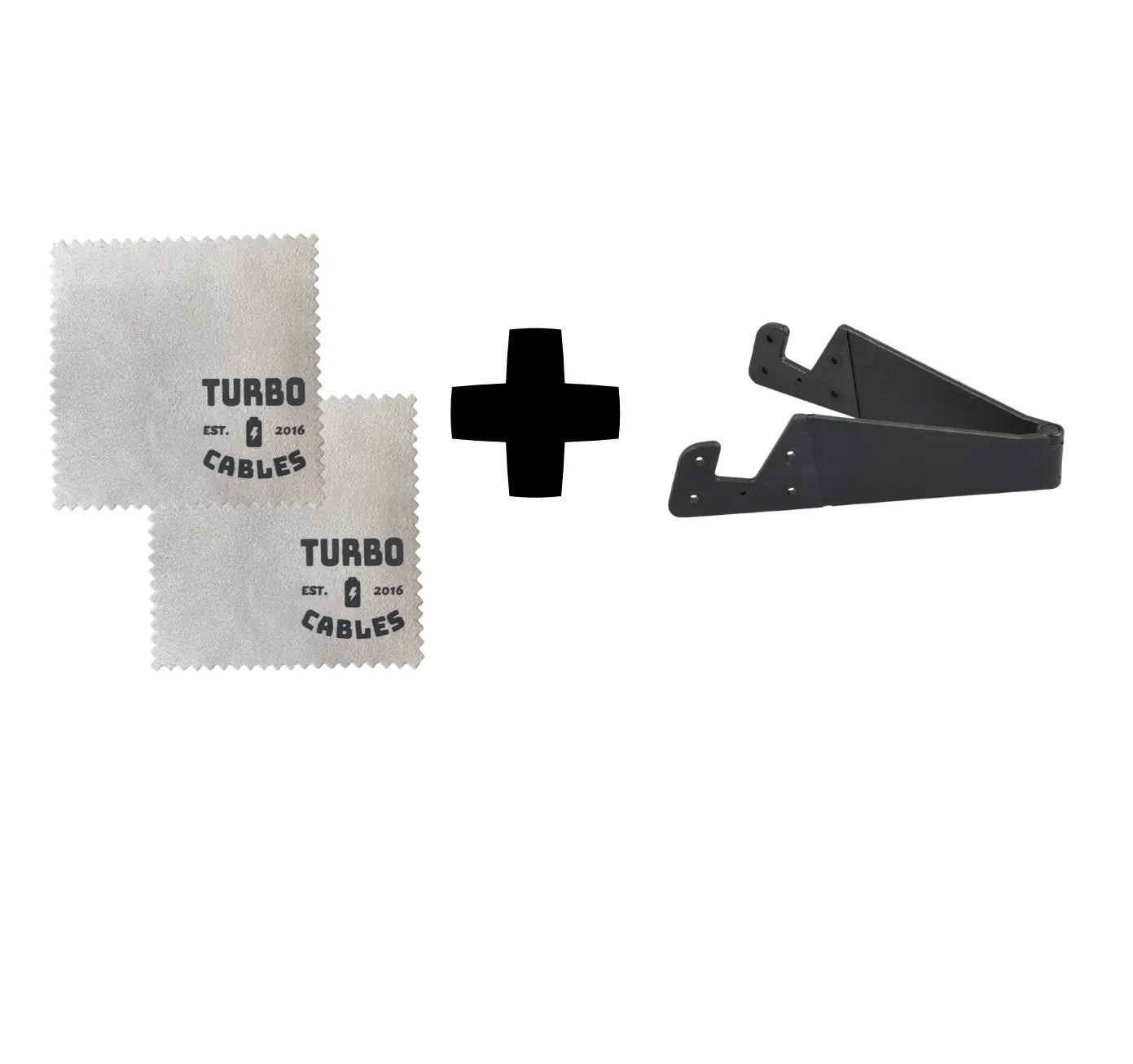 2 X Premium Screen Cleaning Cloth +   Folding Phone Stand Turbo Cables