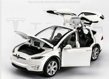 Turbo Cables – Tesla Model X Pull Back Car Model with Sound and Light Features | 1:32 Scale Toy for 3-6 Year Olds
