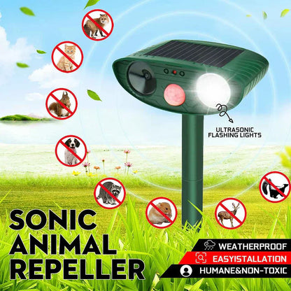 Ultrasonic Solar Deer Repeller – Motion Sensor Animal Deterrent for Garden & Yard Turbo Cables