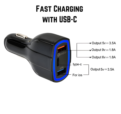 Car Charger Triple USB - 12V (QC 3.0)