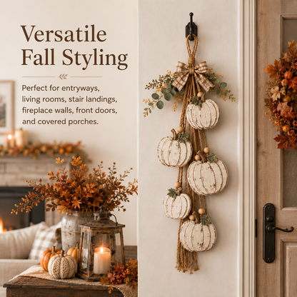 Turbo Cables – Rustic White Pumpkin Hanging Swag