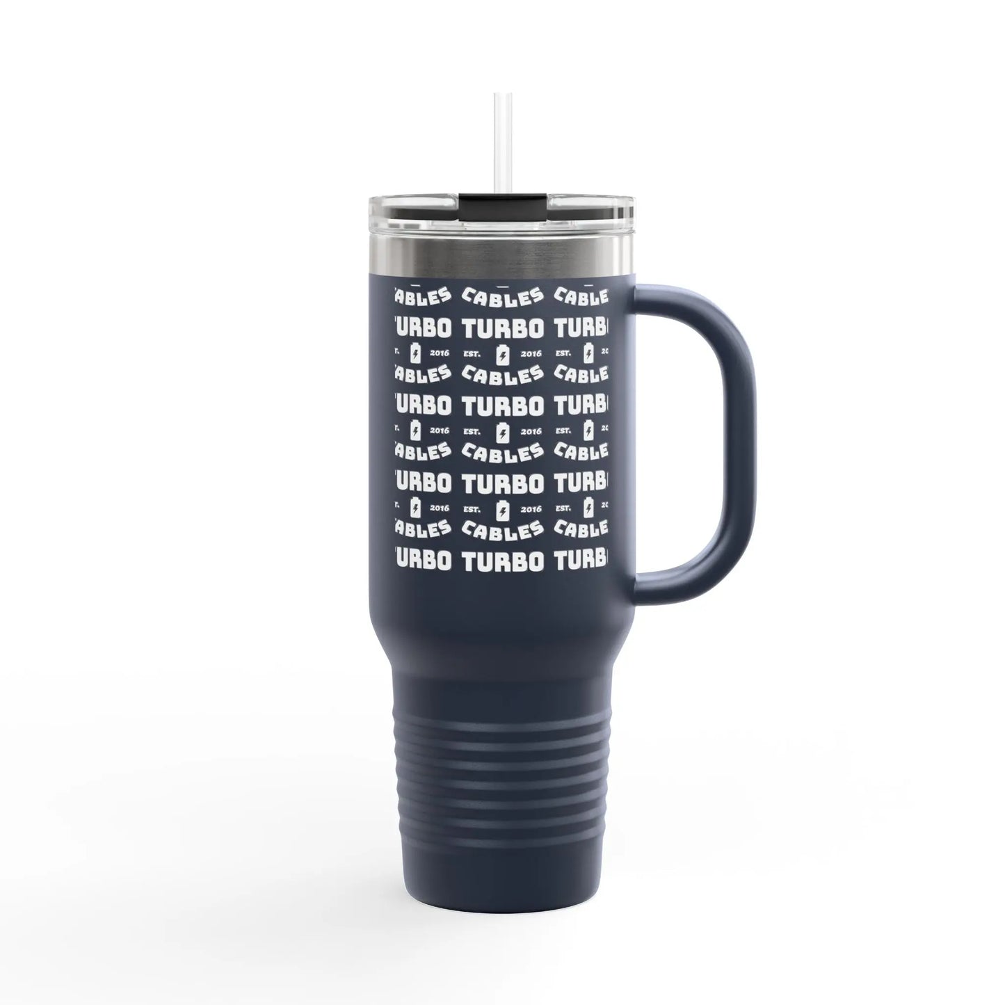 40oz Insulated Travel Mug — Stainless Lid & Straw Printify