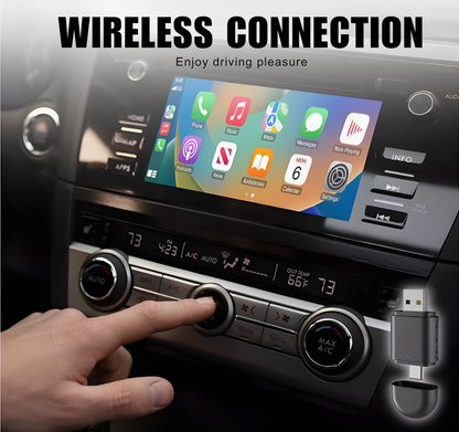 2-in-1 Wireless CarPlay & Android Auto Adapter | Dual USB-A + USB-C Interface | Bluetooth Plug & Play Turbo Cables