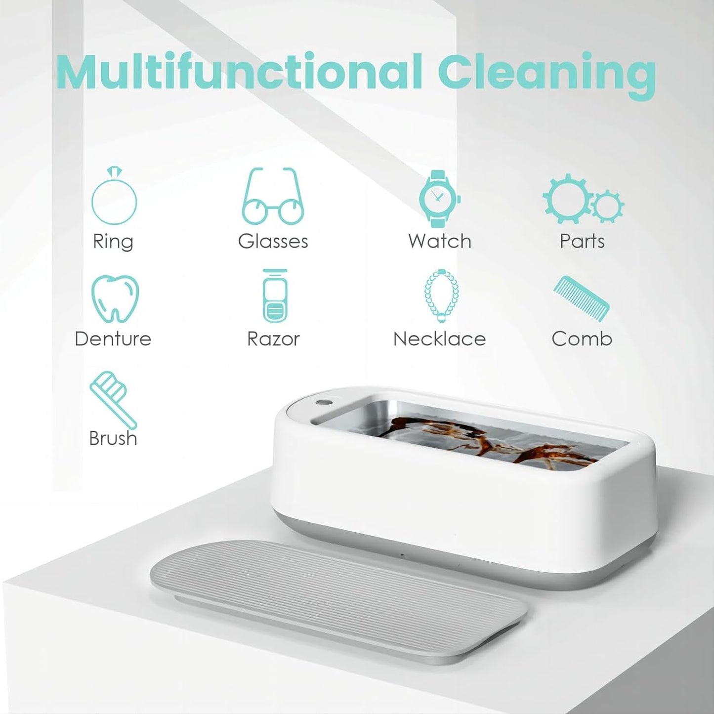 Ultrasonic Jewelry Cleaner – Portable Sonic Cleaning Machine for Rings, Glasses & Watches Turbo Cables