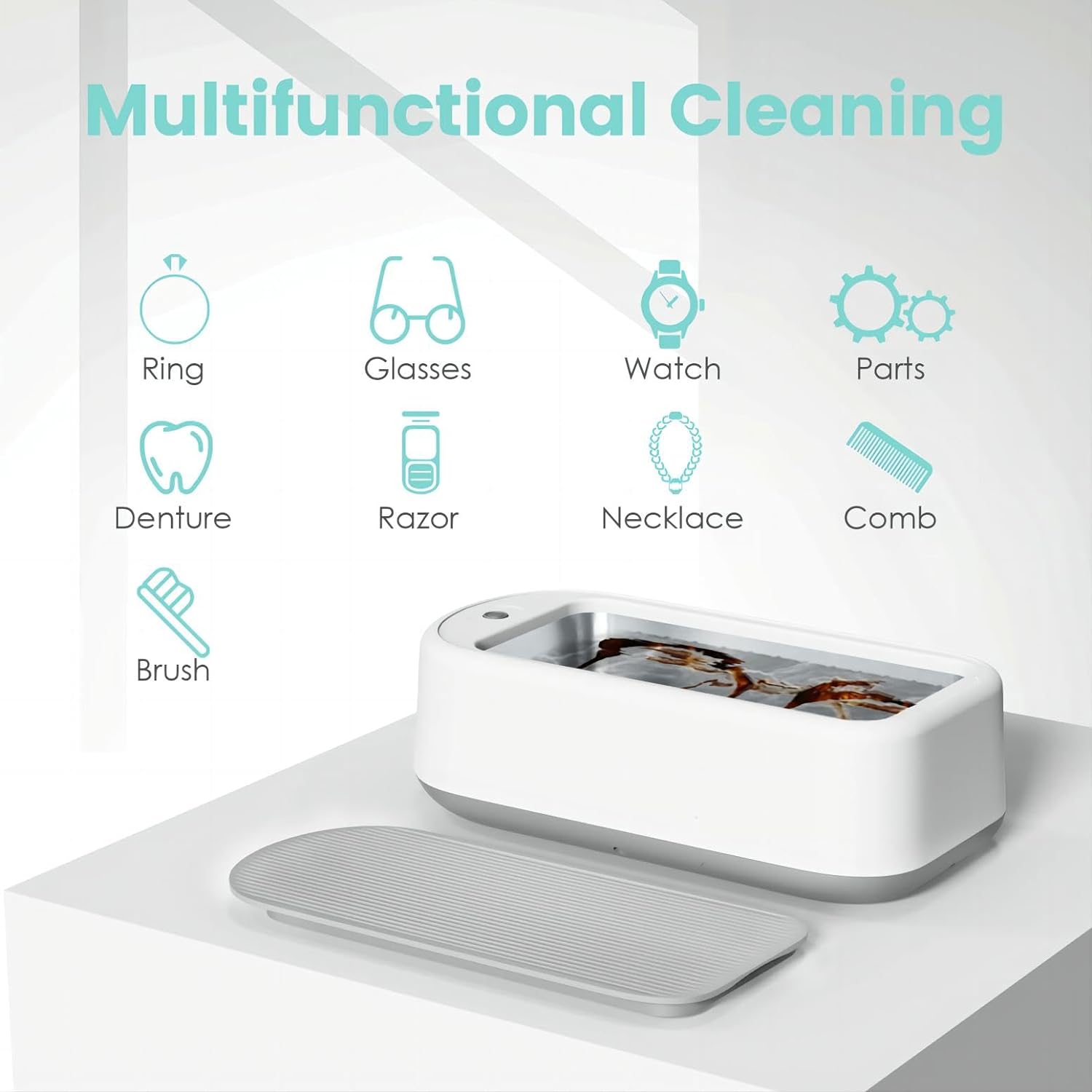 Ultrasonic Jewelry Cleaner – Portable Sonic Cleaning Machine for Rings, Glasses & Watches Turbo Cables